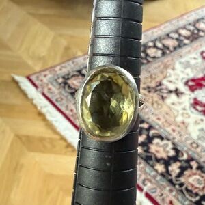 Elegant Silver Ring with Yellow Oval Citrine